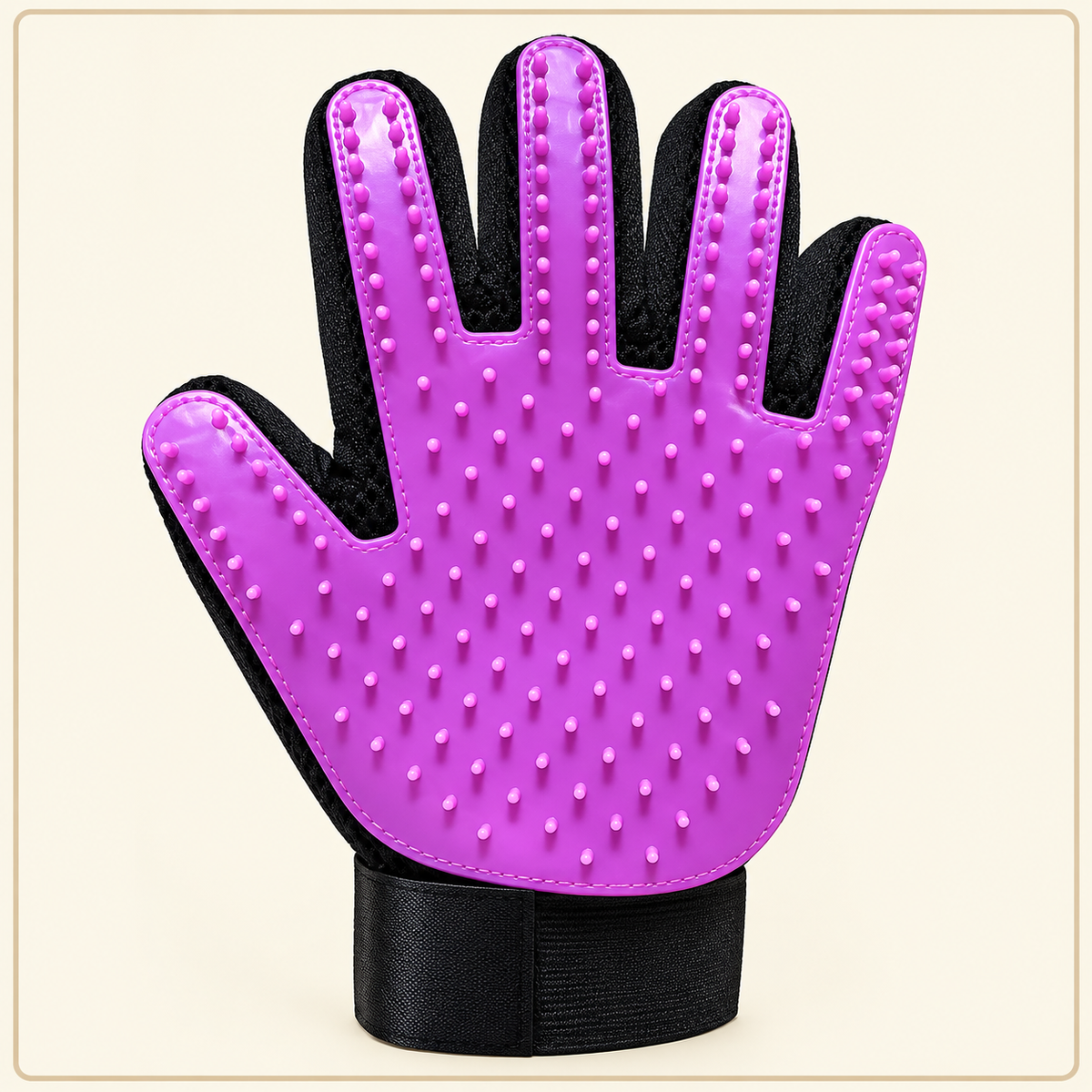 Shobaka silicone grooming glove – Purple, left hand