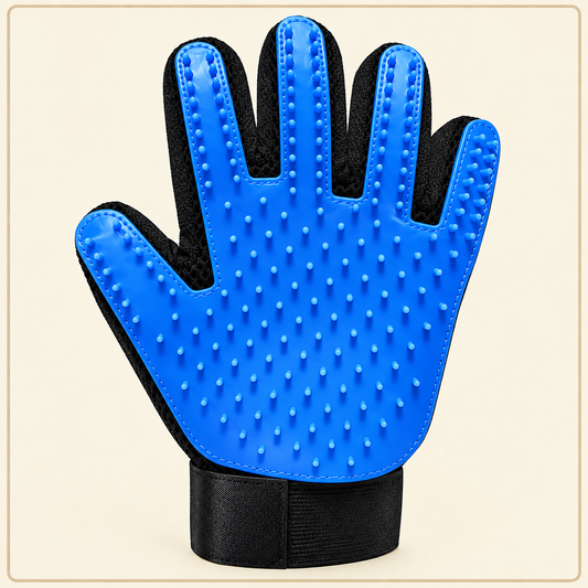Shobaka silicone grooming glove – Blue, left hand
