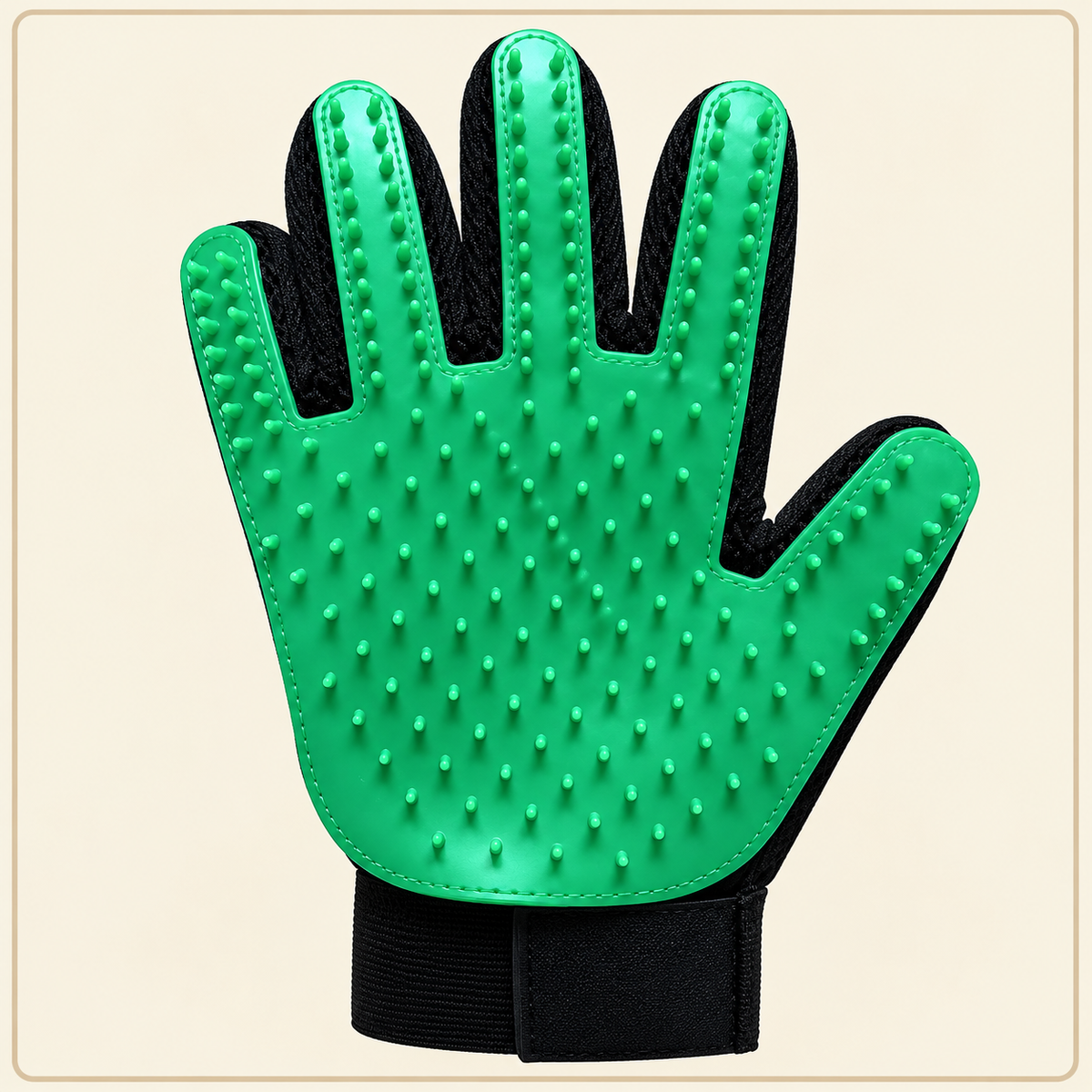 Shobaka silicone grooming glove – Green, right hand