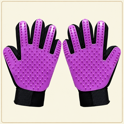 Shobaka silicone grooming gloves – Purple, left + right pair