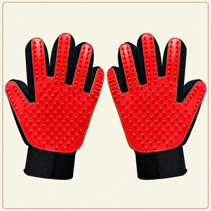 Shobaka silicone grooming gloves – Red, left + right pair