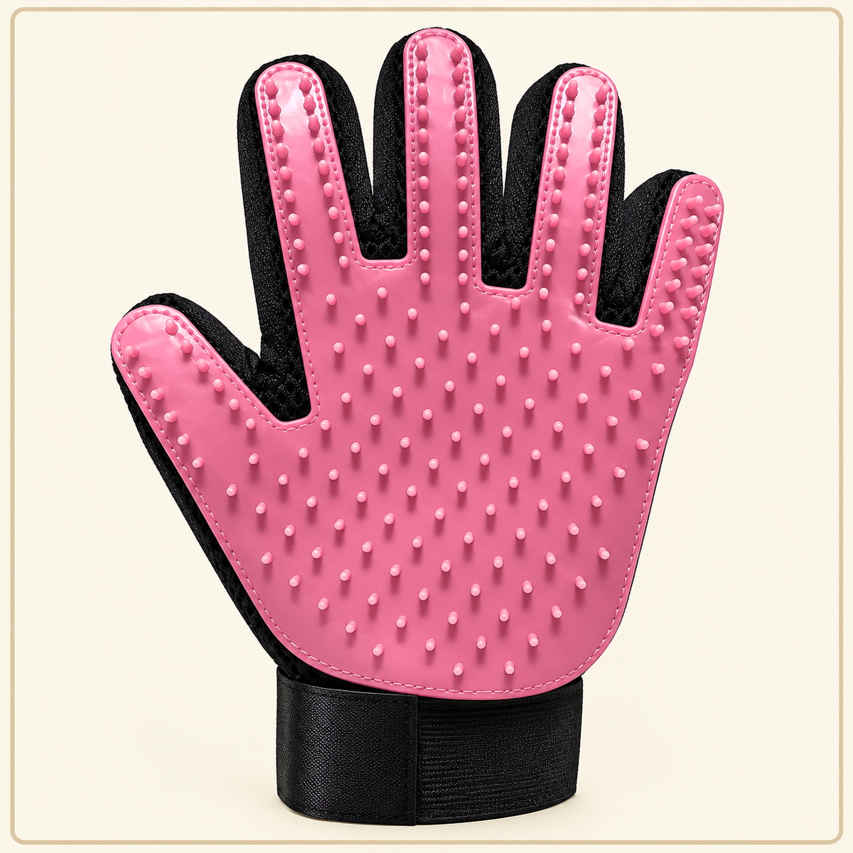 Shobaka silicone grooming glove – Pink, left hand