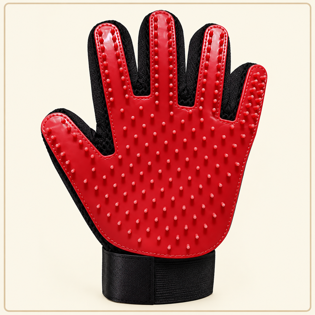 Shobaka silicone grooming glove – Red, left hand